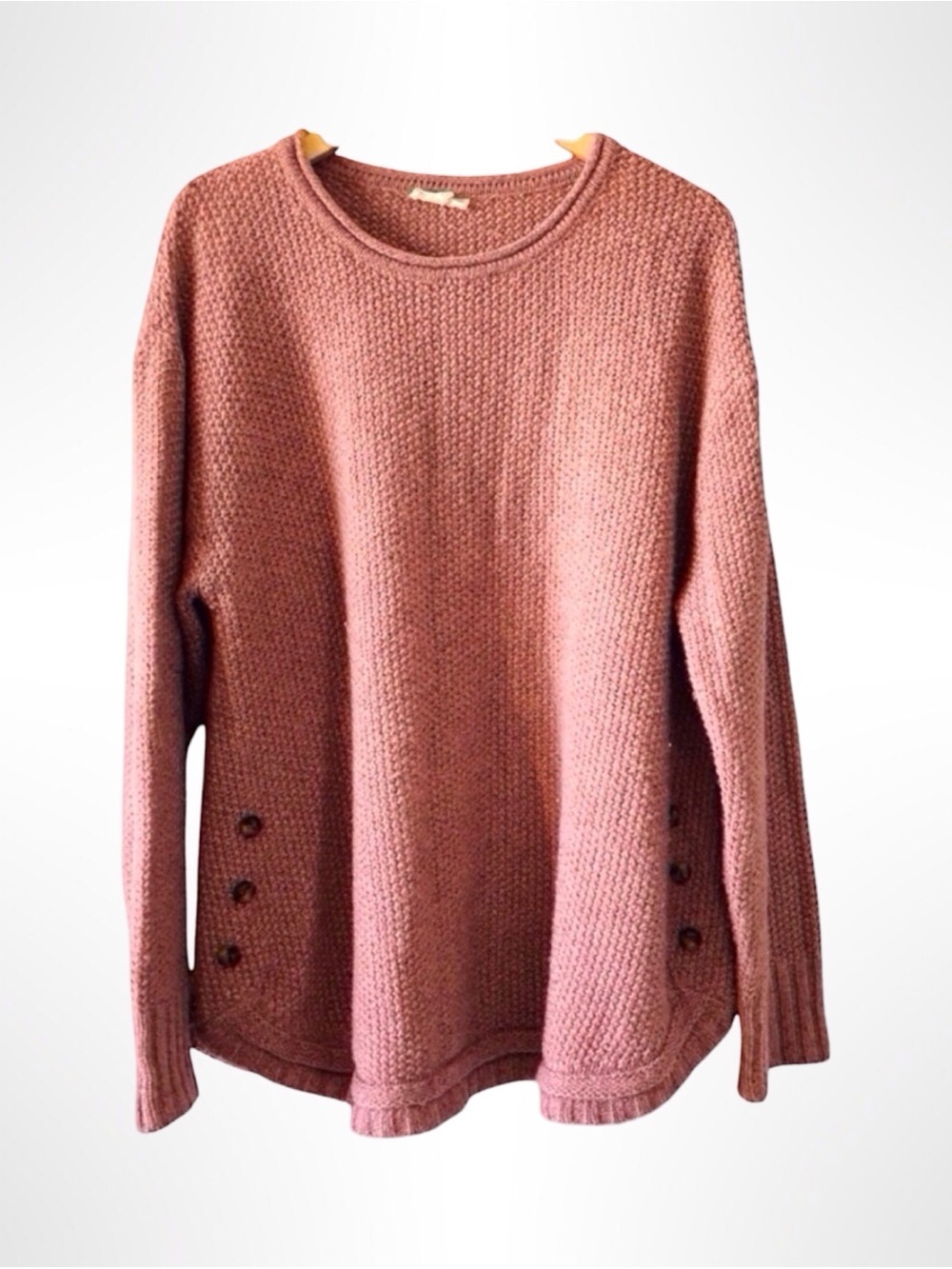 EASEL Oversized Textured Knit Sweater Pink Mauve Size Large